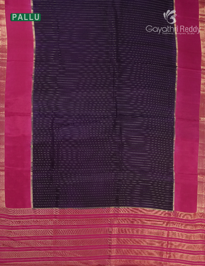 Semi Mysore Crepe Saree in Deep Violet and Rani Pink
