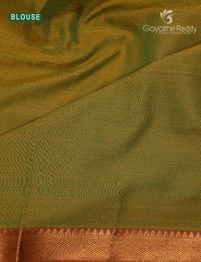 Pure Narayanpet Cotton Saree in Mehendi Green and Turmeric