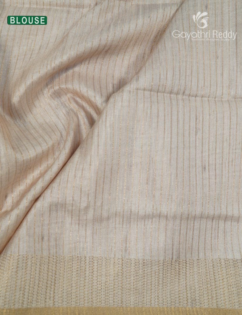 Semi Tussar Saree in Peach and Ivory