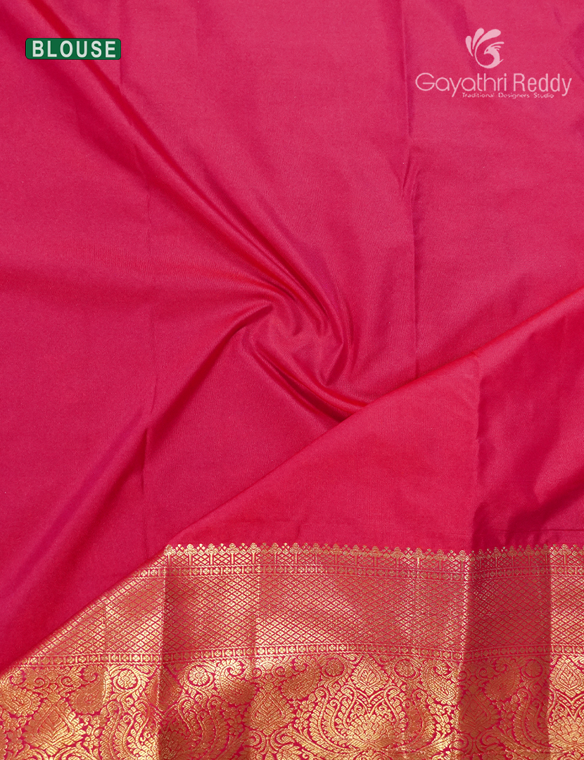 Semi Kanchipuram Silk Saree in Purple and Rani Pink