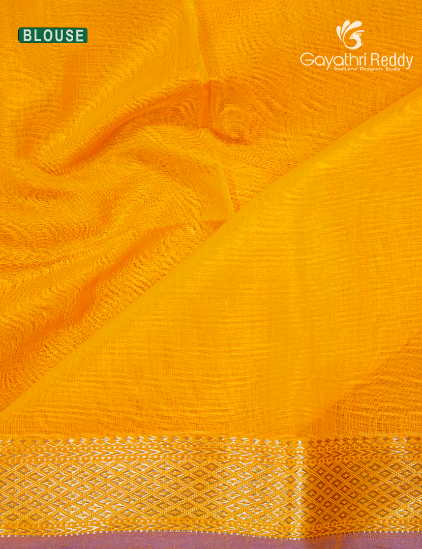 Pure Chanderi Sico Saree in Grey and Yellow