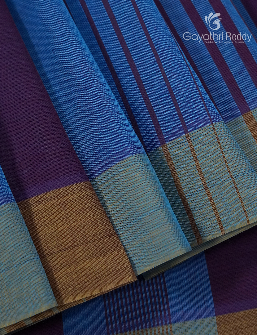Pure Handloom Cotton Saree in Denim Blue