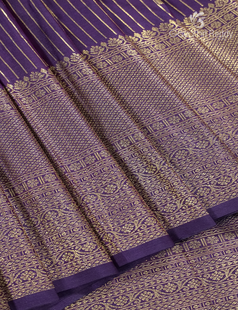 Semi Kanchipuram Silk Saree in Deep Purple