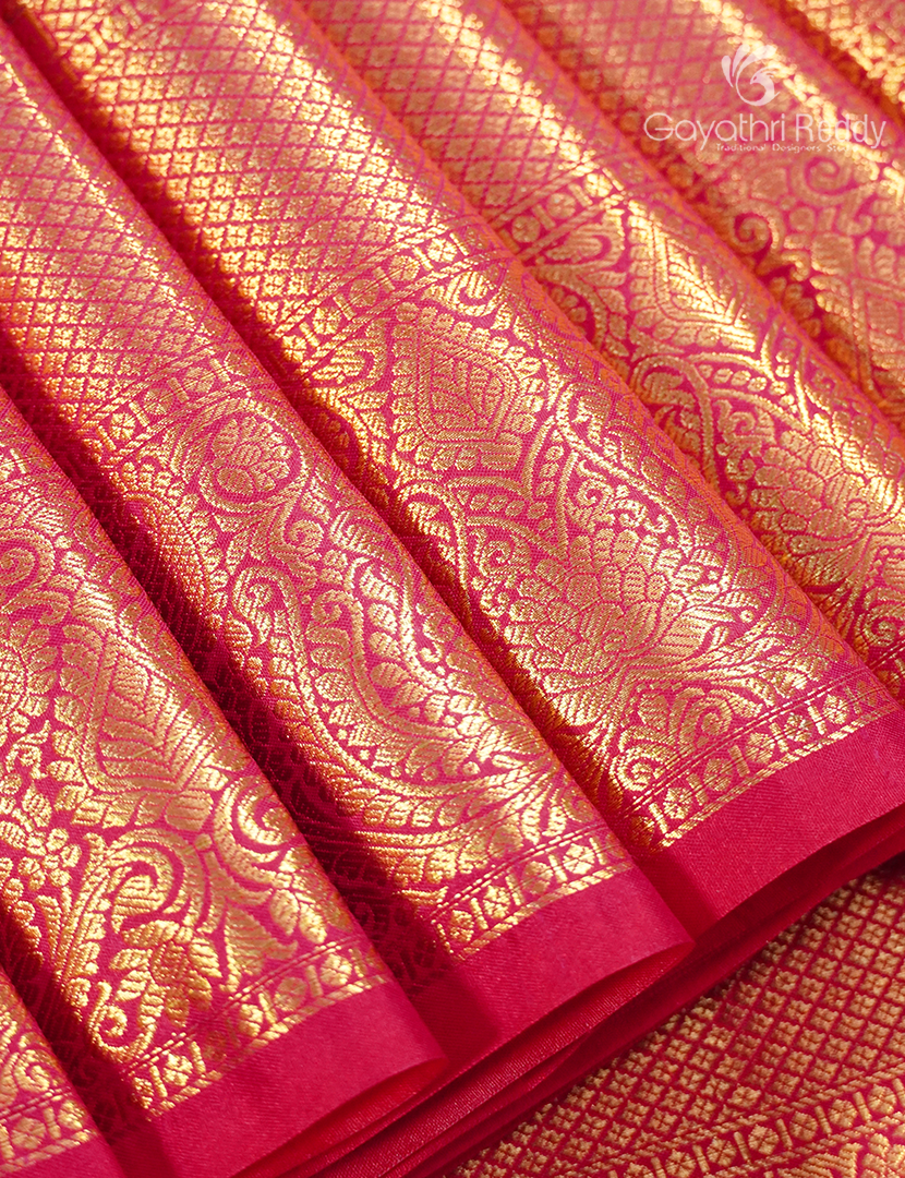 Semi Kanchipuram Silk Saree in Purple and Rani Pink