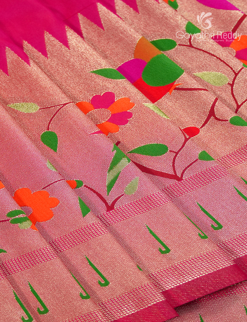 Semi Kanchipuram Silk Fancy Saree in Fuchsia Pink