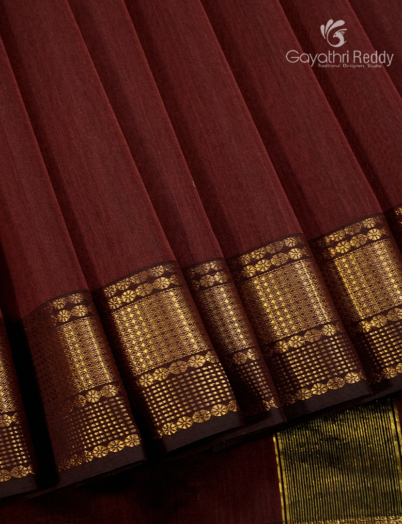 Pure Chanderi Sico Saree in Deep Maroon