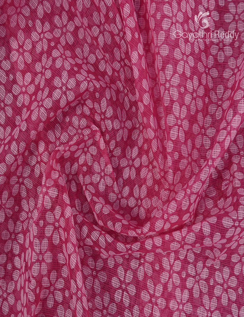 Premium Quality Cotton Kota Saree in Rani Pink