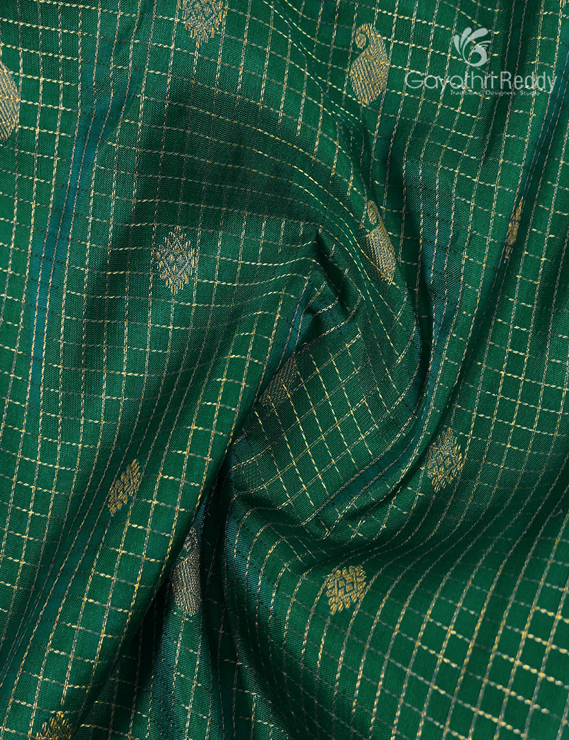 Pure Gadwal Silk Saree in Mango Green and Blue