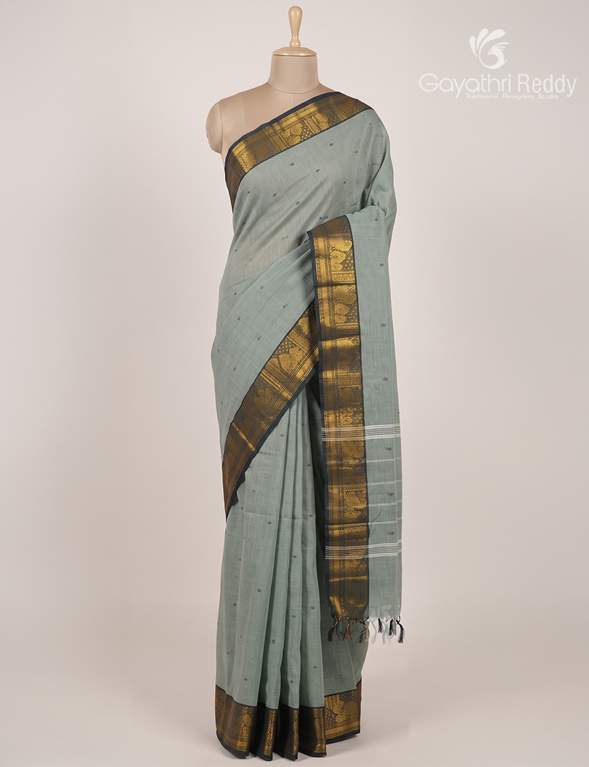 Pure Handloom Cotton Saree in Grey