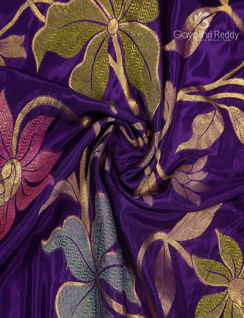 Pure Satin Silk Saree in Purple