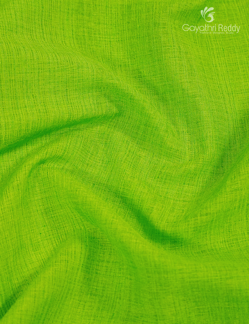 Semi Tussar Saree in Parrot Green