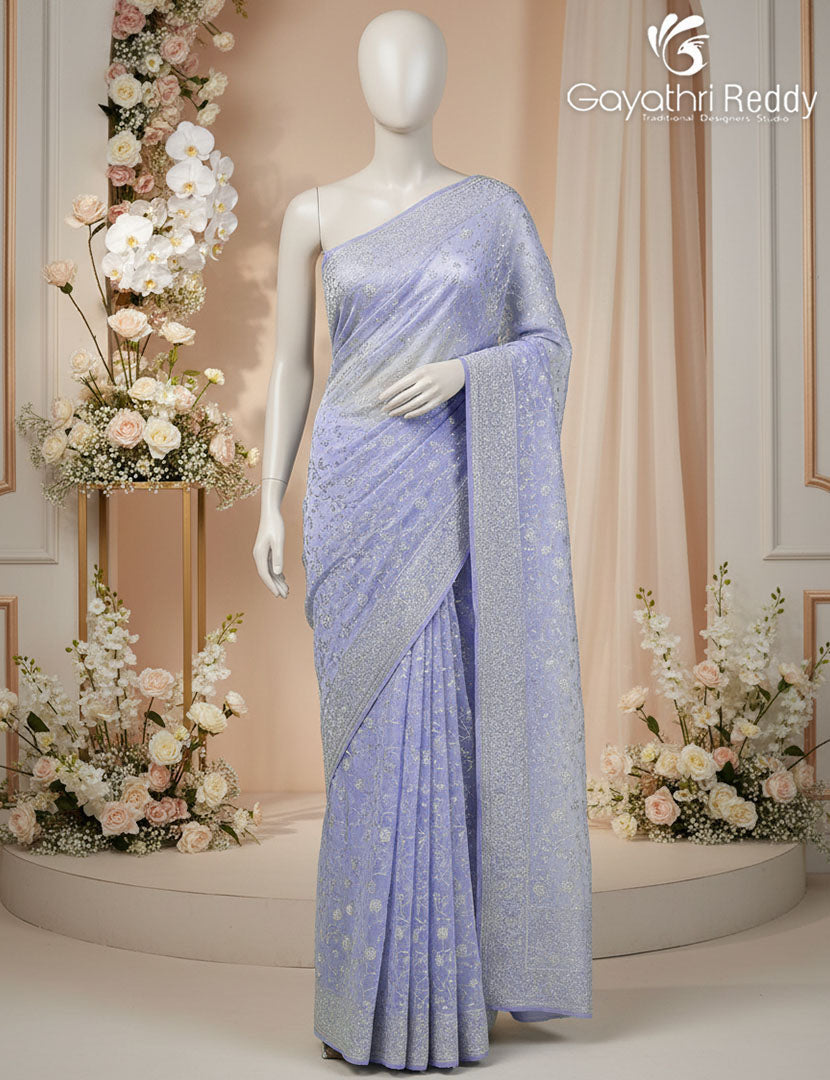 Tissue Organza Saree in Lavender