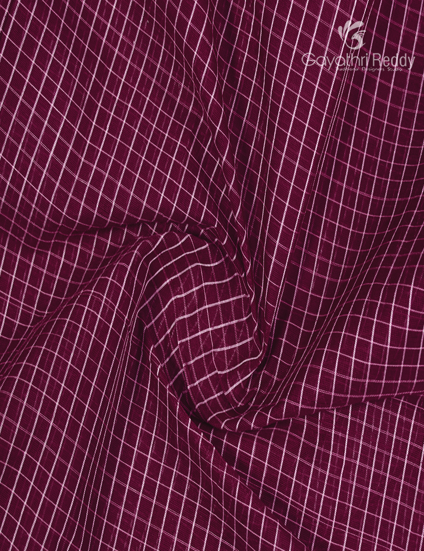 Pure Gadwal Cotton Saree in Burgundy and Sky Blue