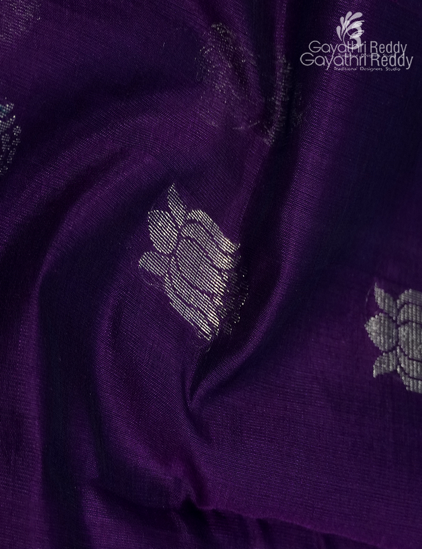 Pure Arani Sico Saree in Deep  Violet and Sea Green