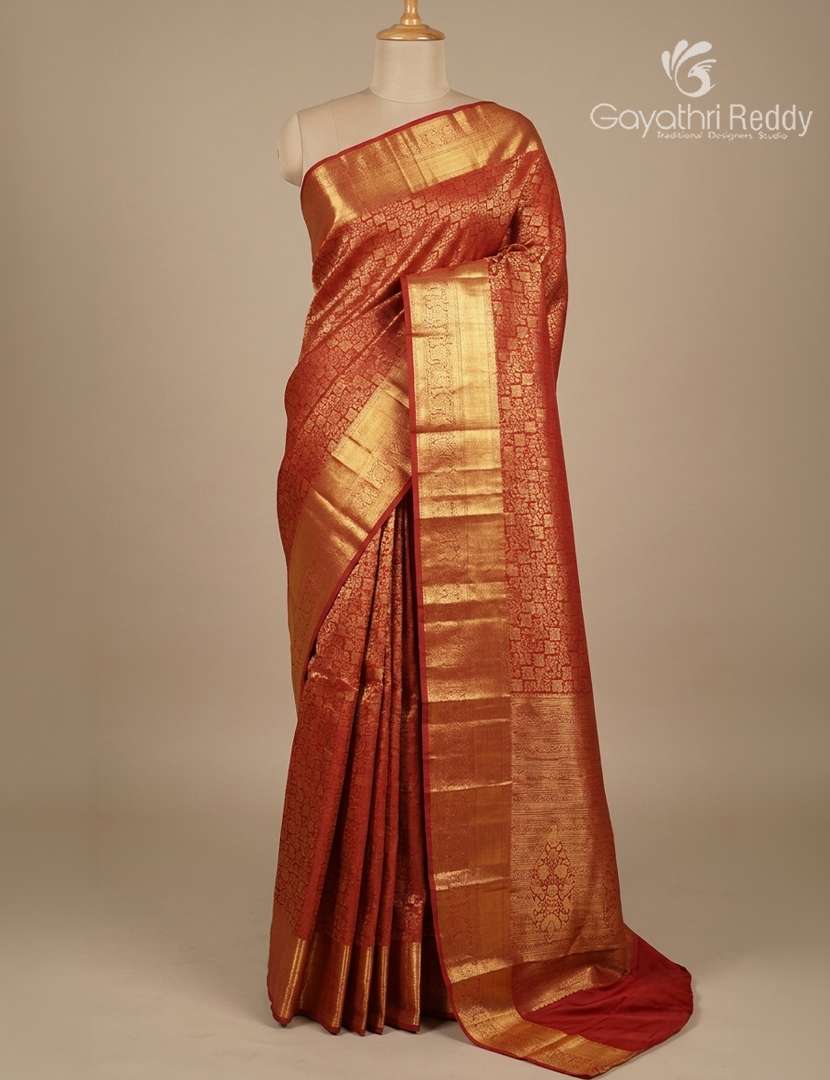 Semi Kanchipuram Silk Saree in Red