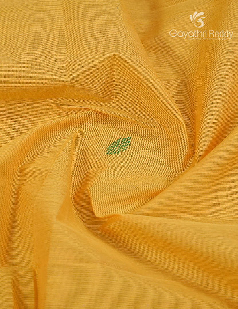 Pure Handloom Cotton Saree in Yellow