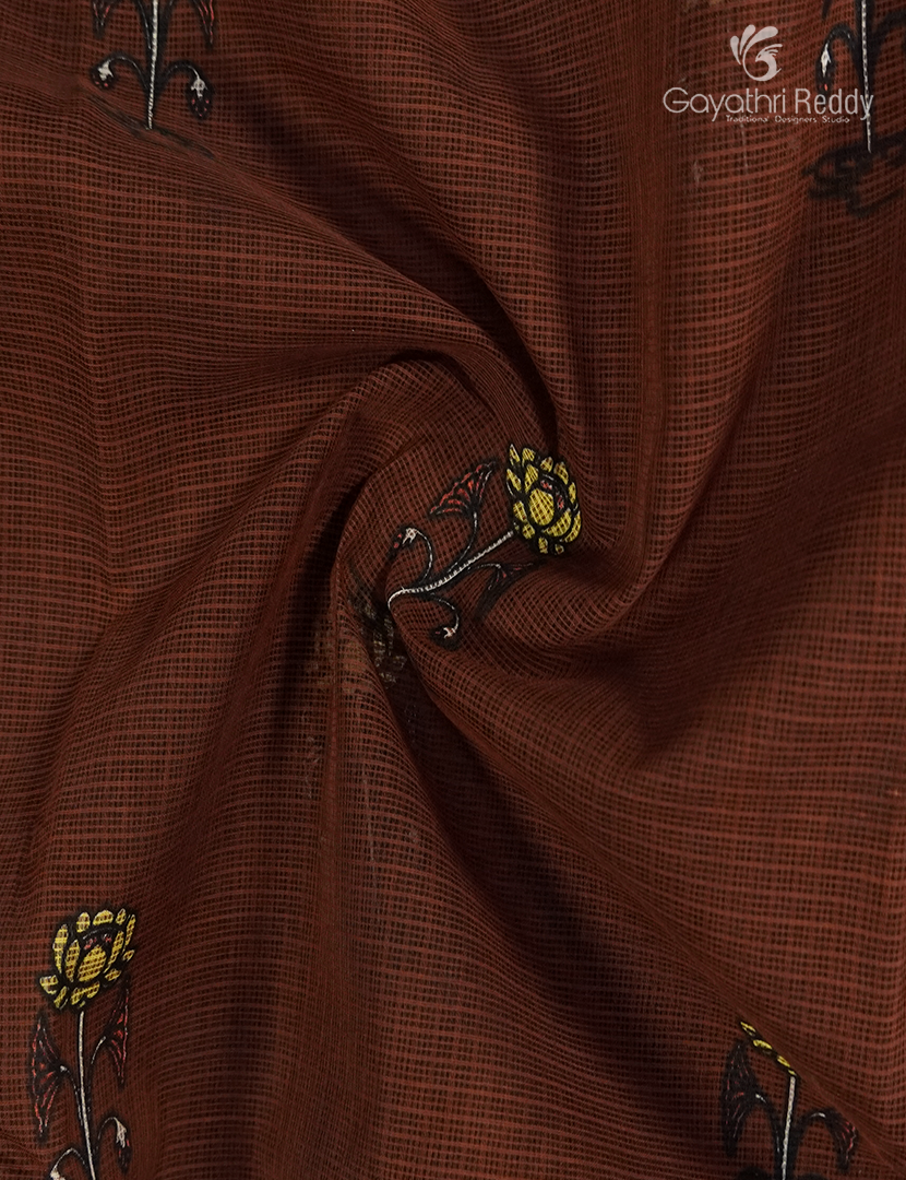 Premium Quality Cotton Kota Saree in Brown and Orange