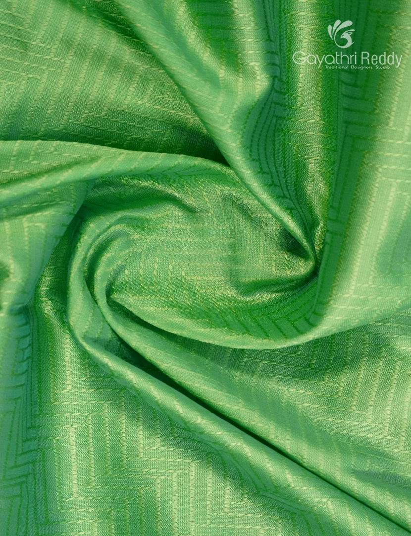 Semi Katan Silk Saree in Mint Green and Red