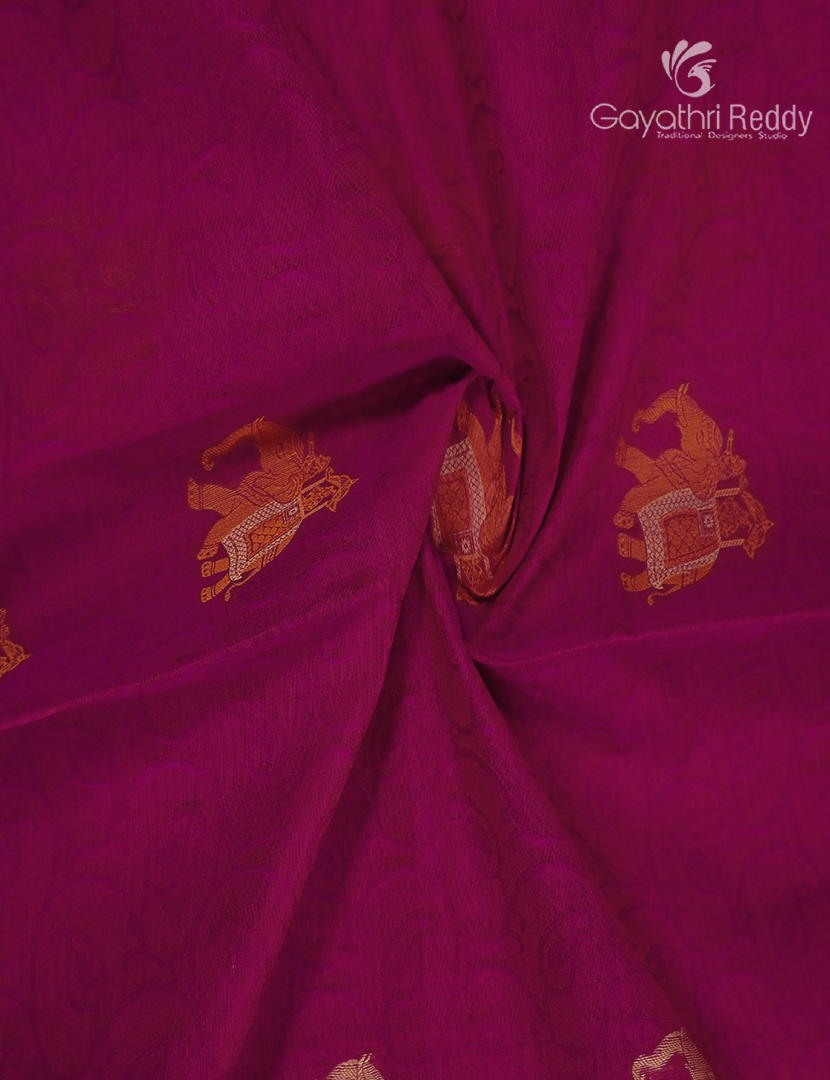 Pure Kanchi Cotton Saree in Deep Pink