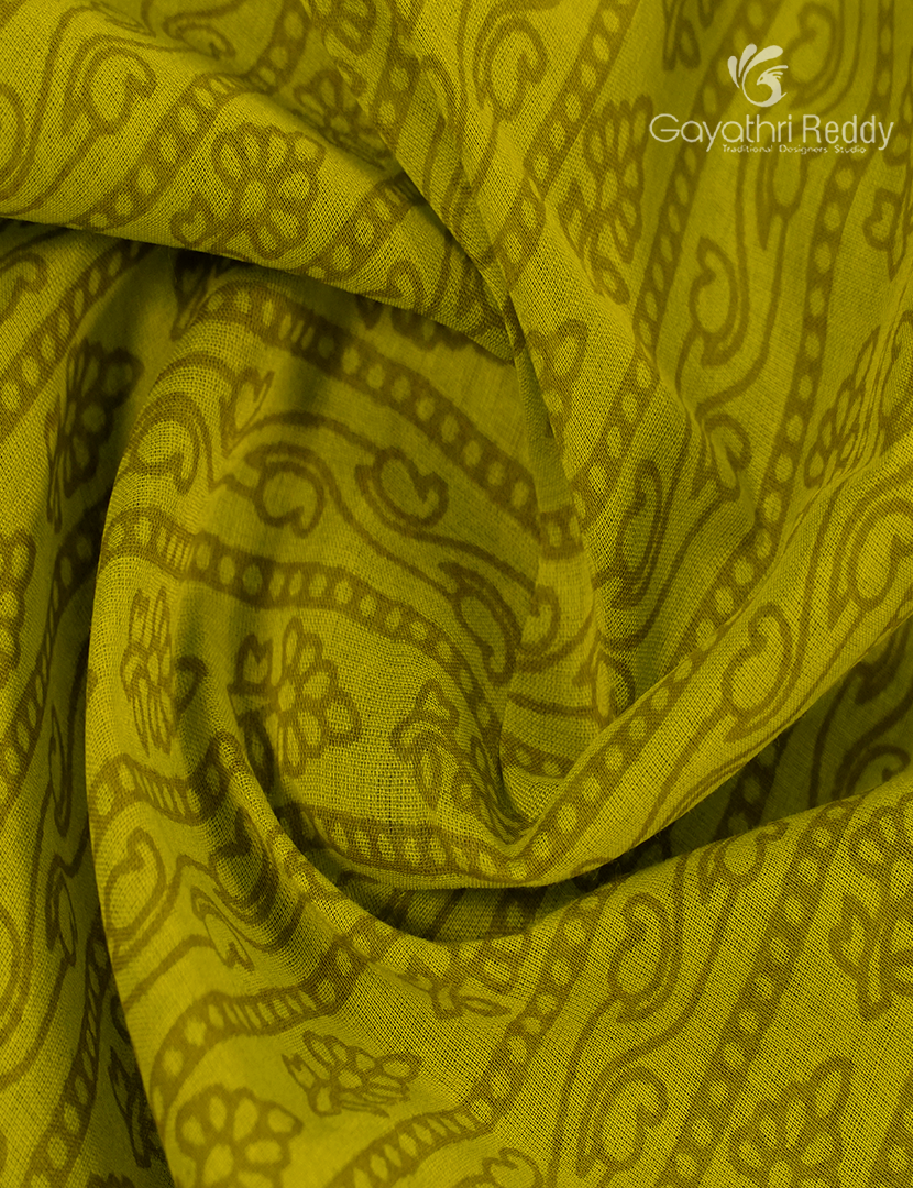 Pure MulMul Cotton Saree in Mehendi Green