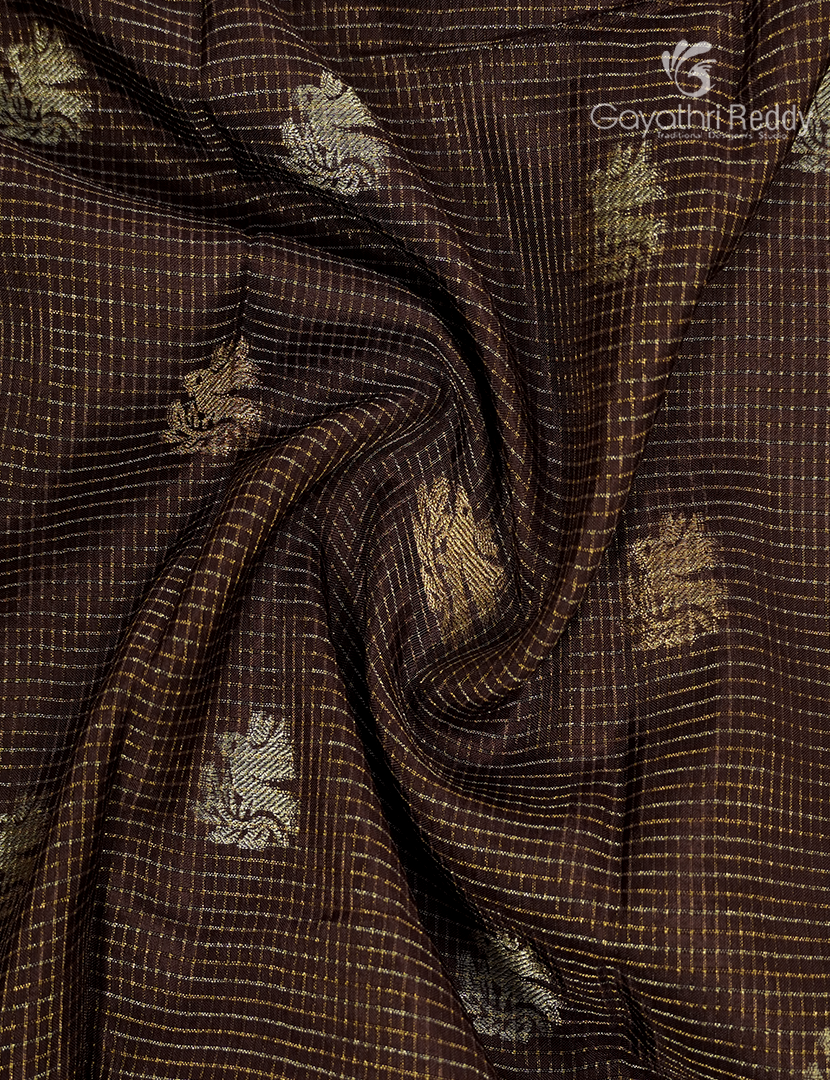Semi Mysore Crepe Saree in Deep Brown