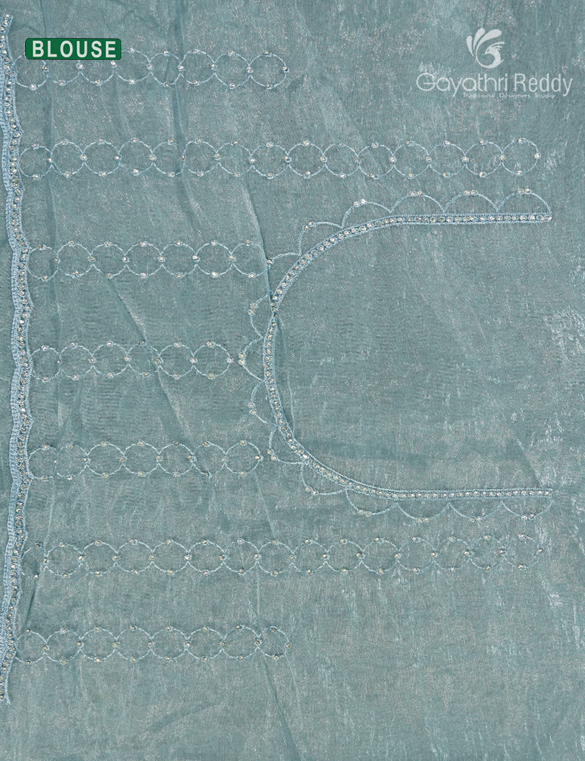 Glass Organza Saree in Pastel Sea Blue