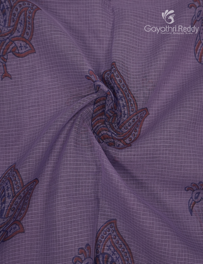 Premium Quality Cotton Kota Saree in Lavender and Black