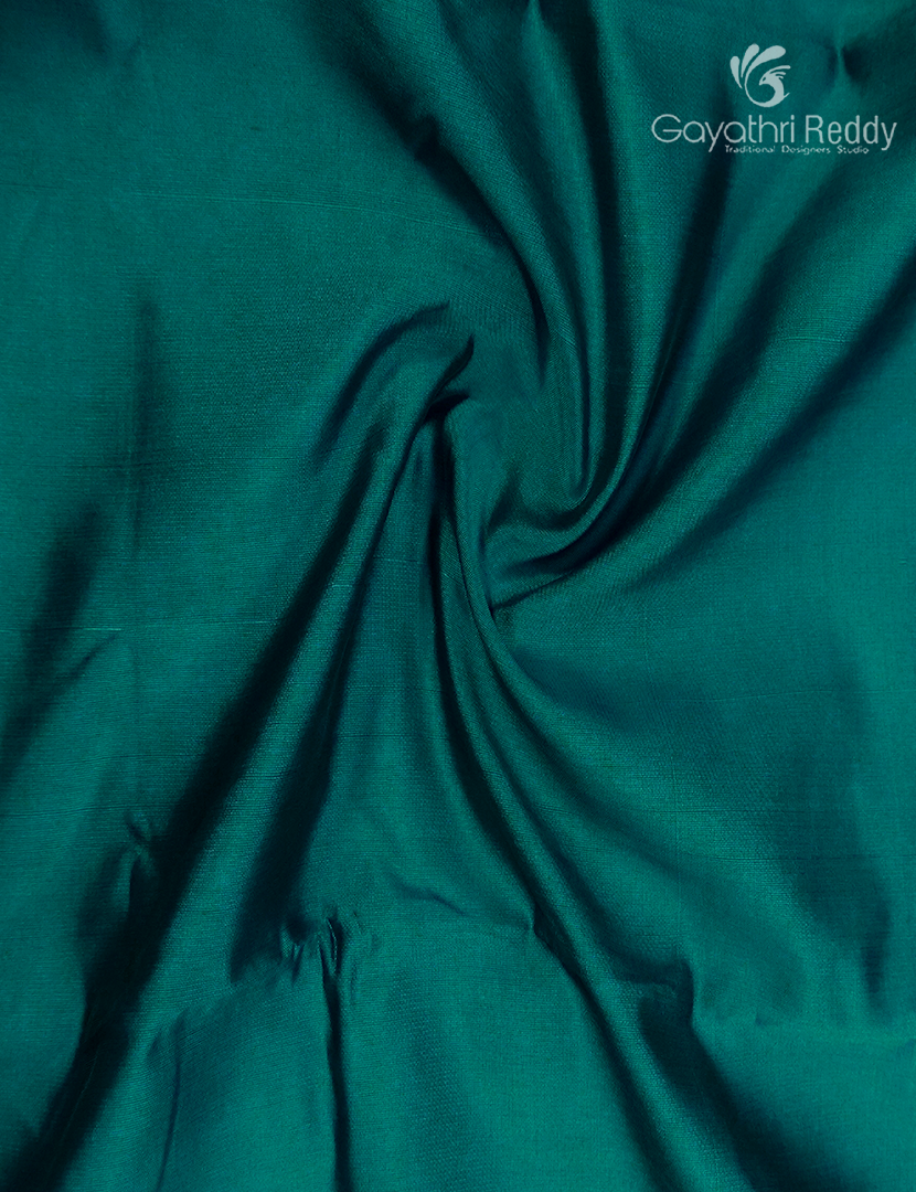 Semi Gadwal Saree in Deep Peacock Blue