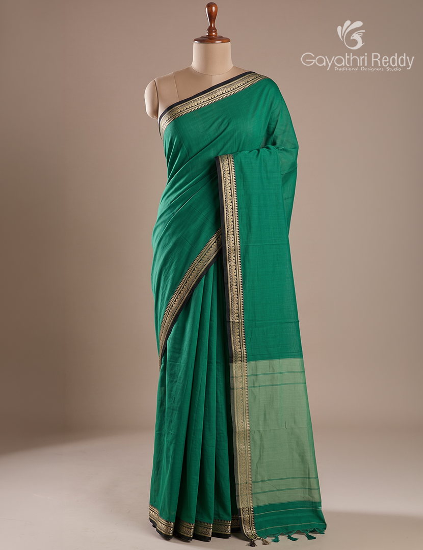 Pure Narayanpet Cotton Saree in Sea Green
