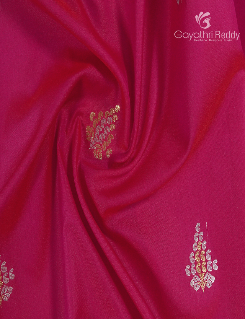 Semi Kanchipuran Silk Saree in Rani Pink and  Purple