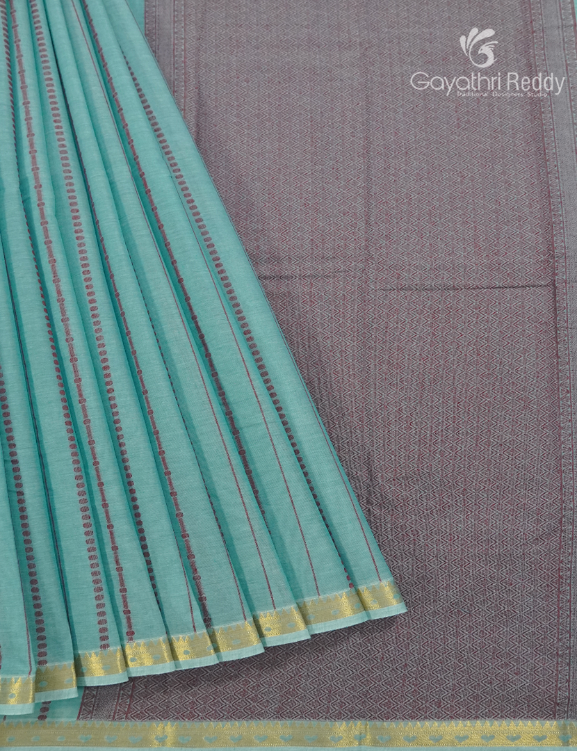 Pure Kanchi Cotton Saree in Sea Blue