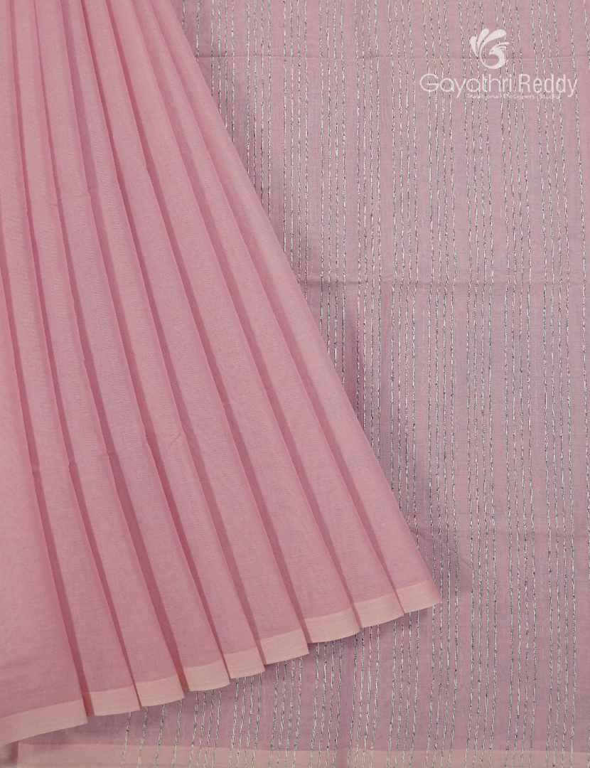 Pure Handloom Cotton Saree in Baby Pink