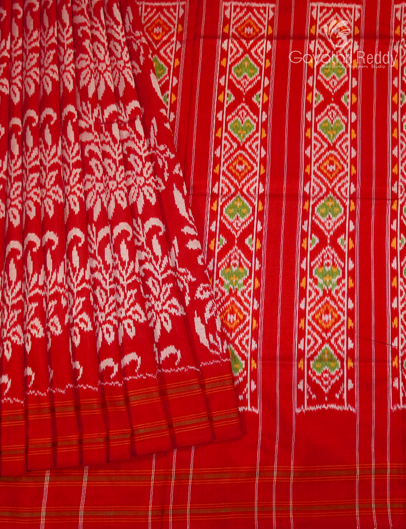 Pure Ikat Silk Saree in Red