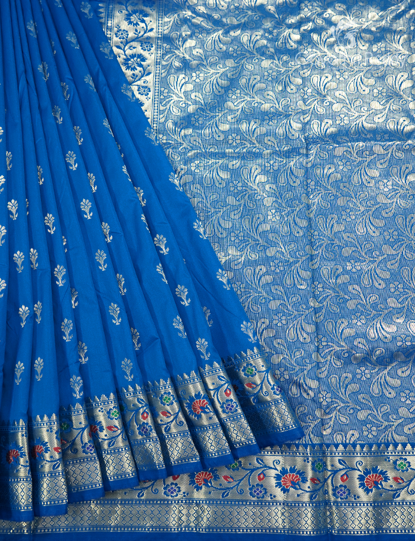 Semi Banaras Katan Silk Saree in Cobalt Blue