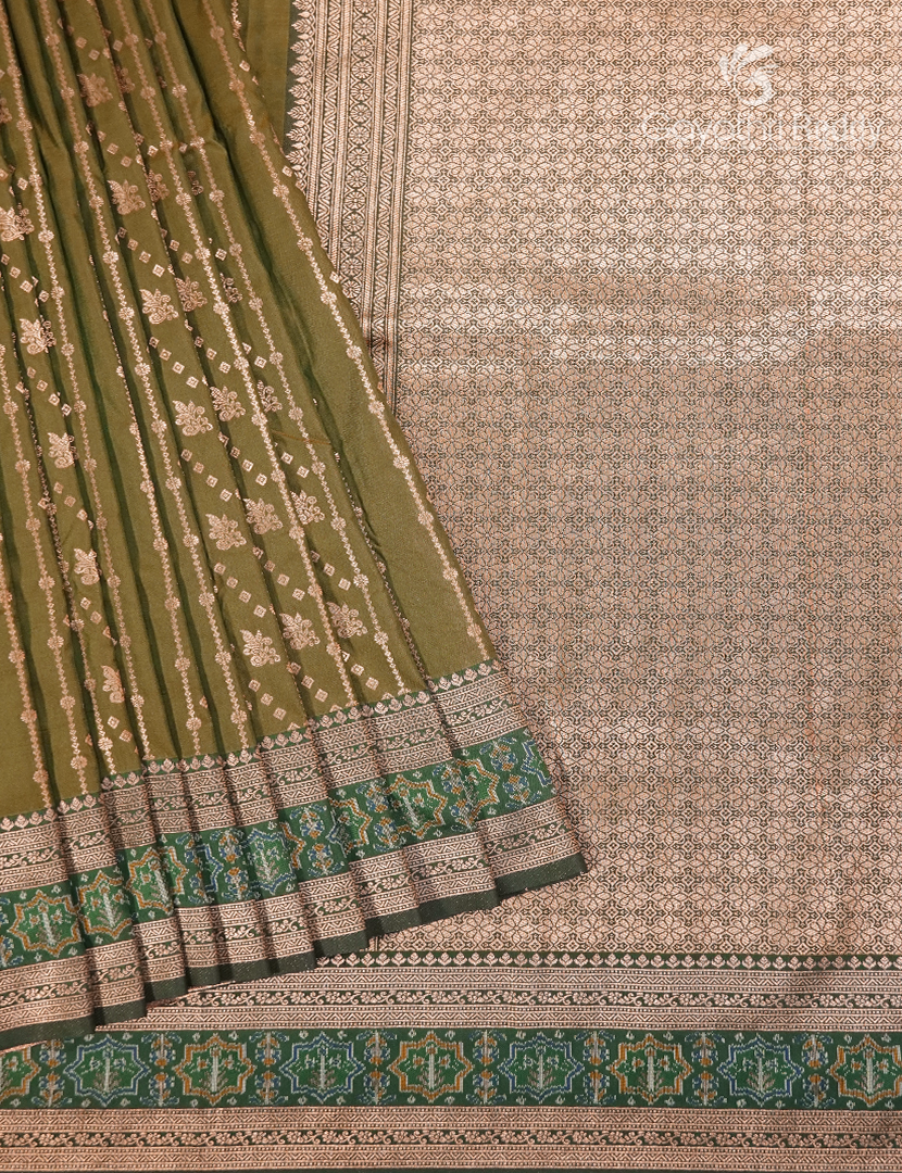 Semi Kanchipuram Art Silk Saree in Henna Green