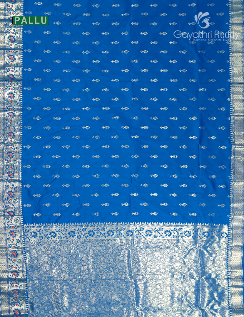 Semi Banaras Katan Silk Saree in Cobalt Blue