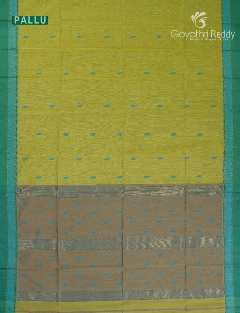 Pure Chanderi Sico Saree in Lime Green and Rama Green
