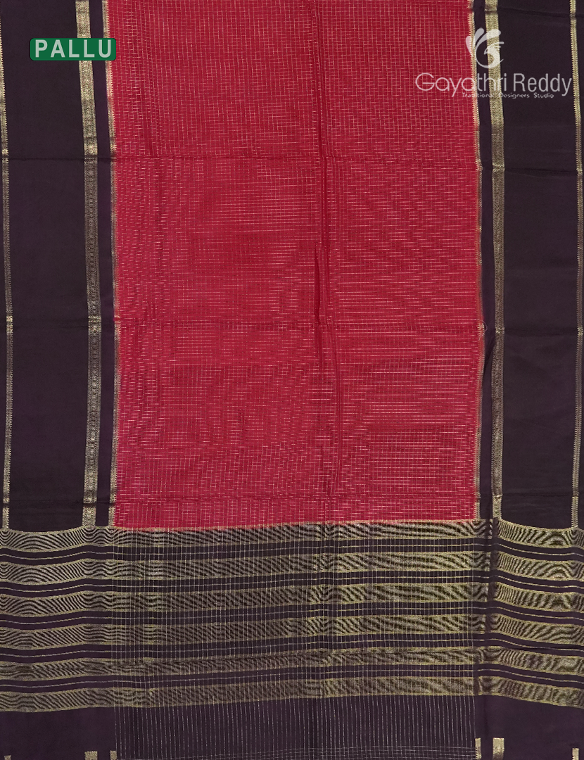 Semi Mysore Crepe Saree in Ruby Pink and Deep Violet