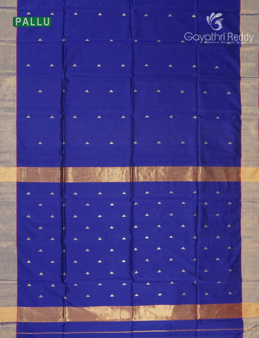 Pure Chanderi Sico Saree in Ink Blue