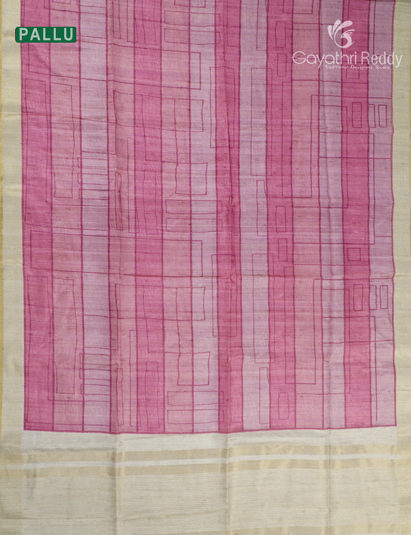 Semi Tussar Saree in Baby Pink and Ivory