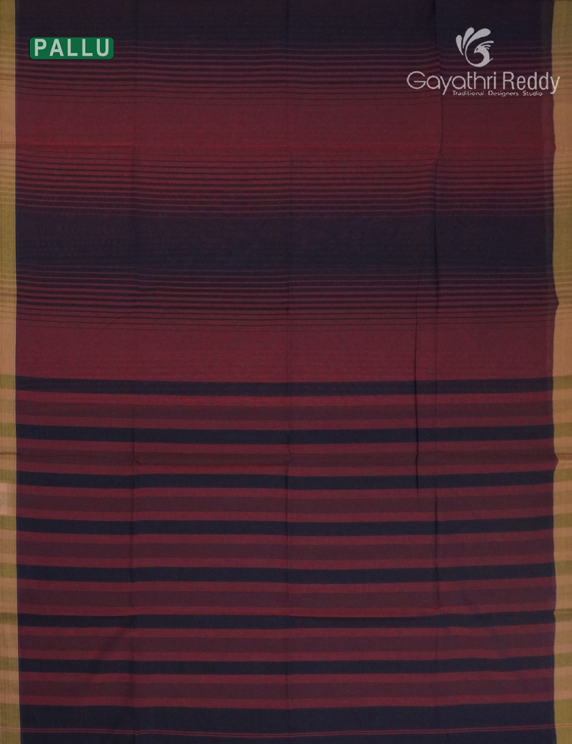 Pure Handloom Cotton Saree in Maroon and Black