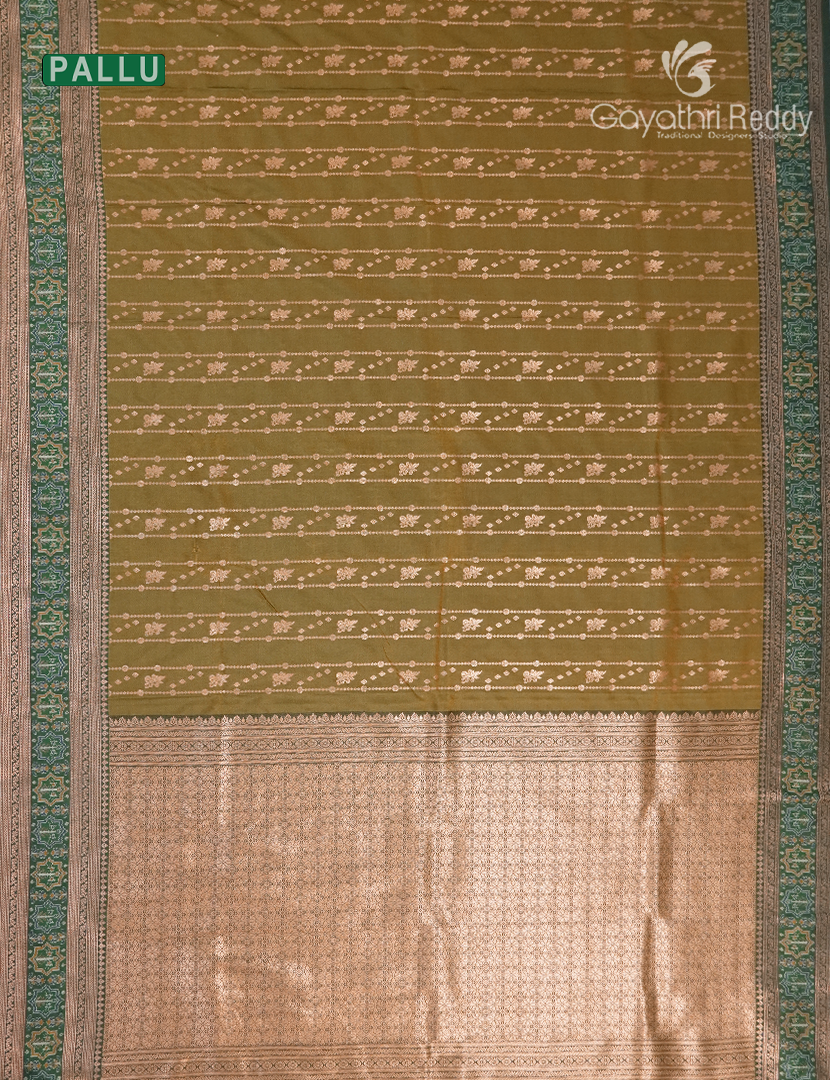 Semi Kanchipuram Art Silk Saree in Henna Green