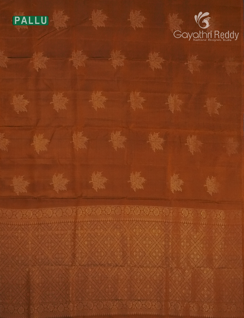 Pure Kanchipuram Silk  Saree in Deep Mustard ( Butta Style )