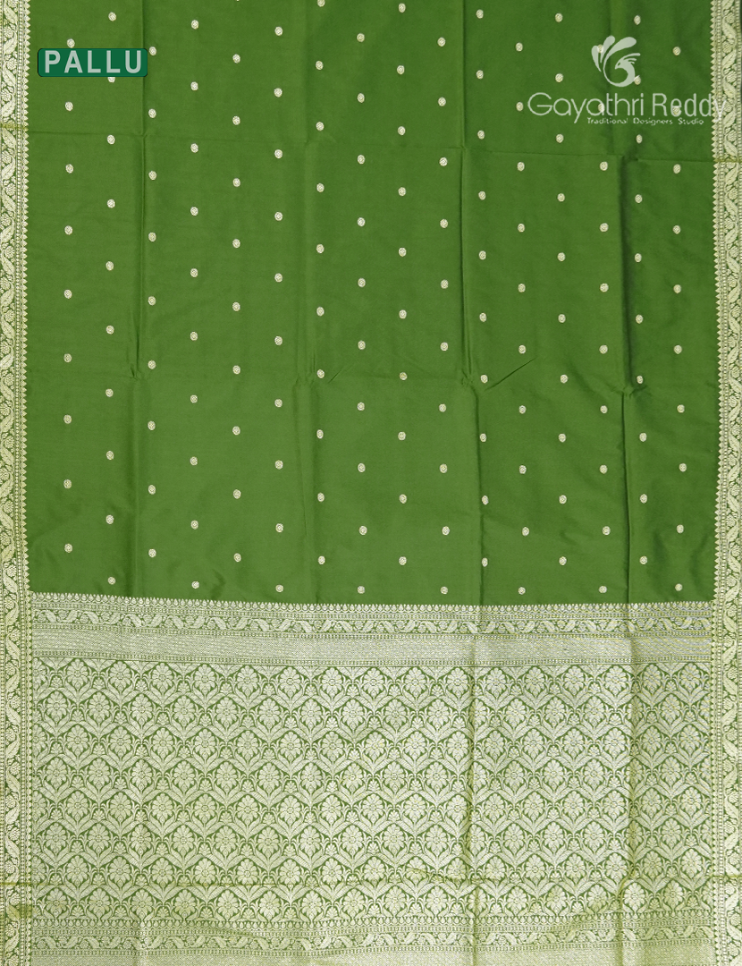 Semi Katan Silk Saree in Leaf Green