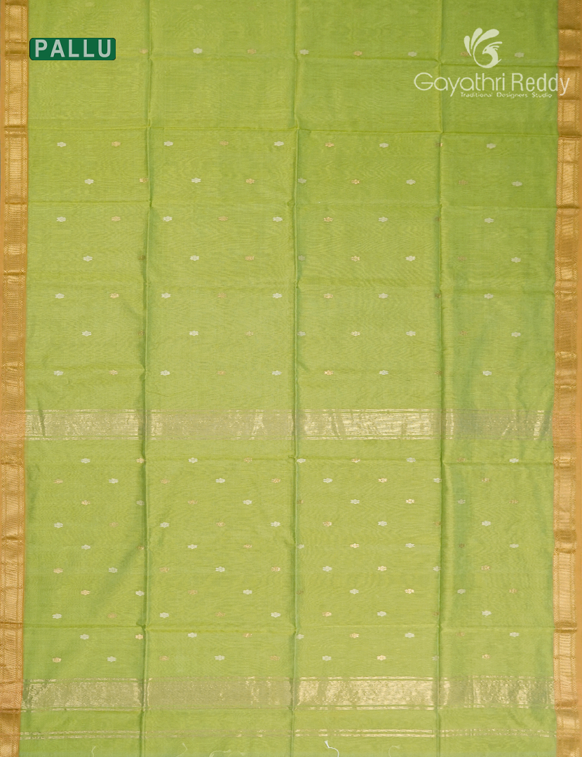 Pure Chanderi Sico Saree in Apple Green