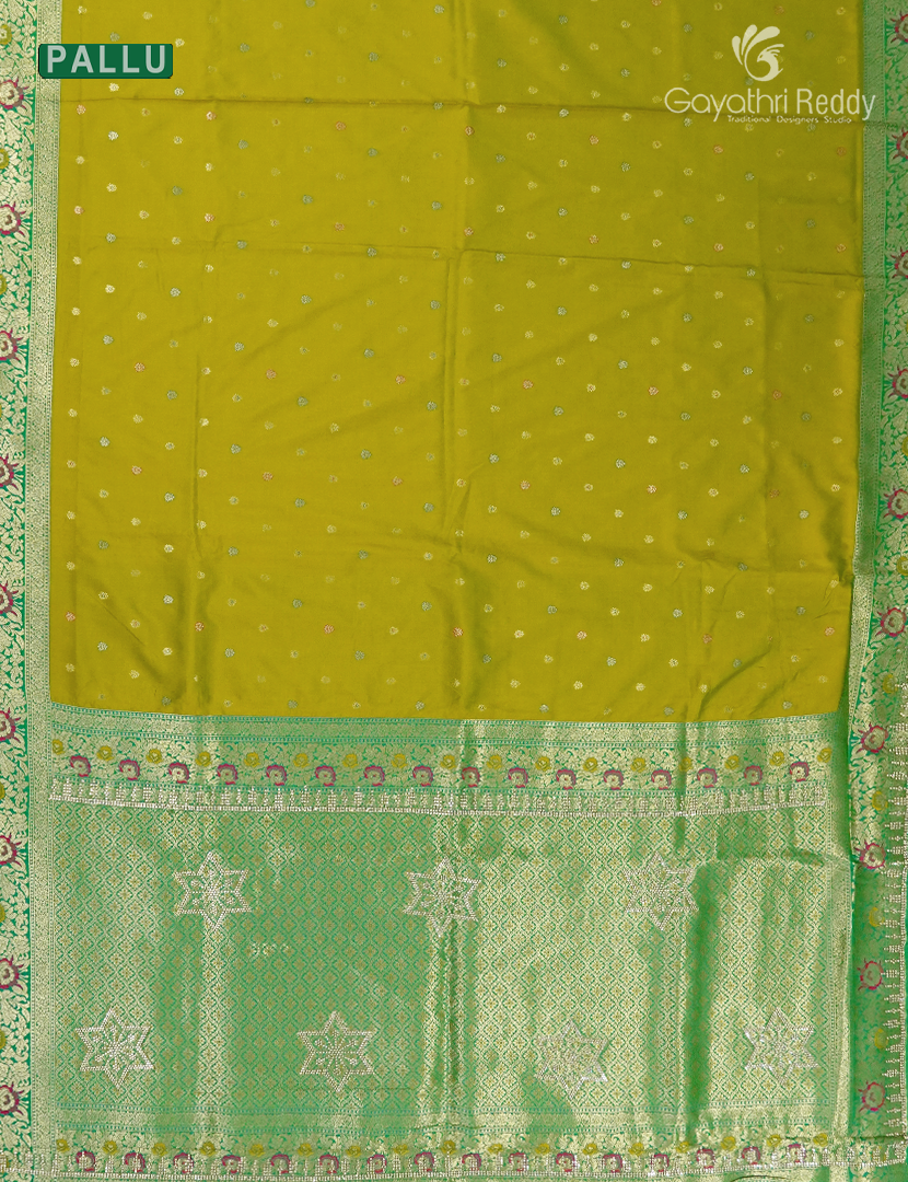 Semi Kanchipuram Silk Fancy Saree in Mehendi Green and Sea Foam Green