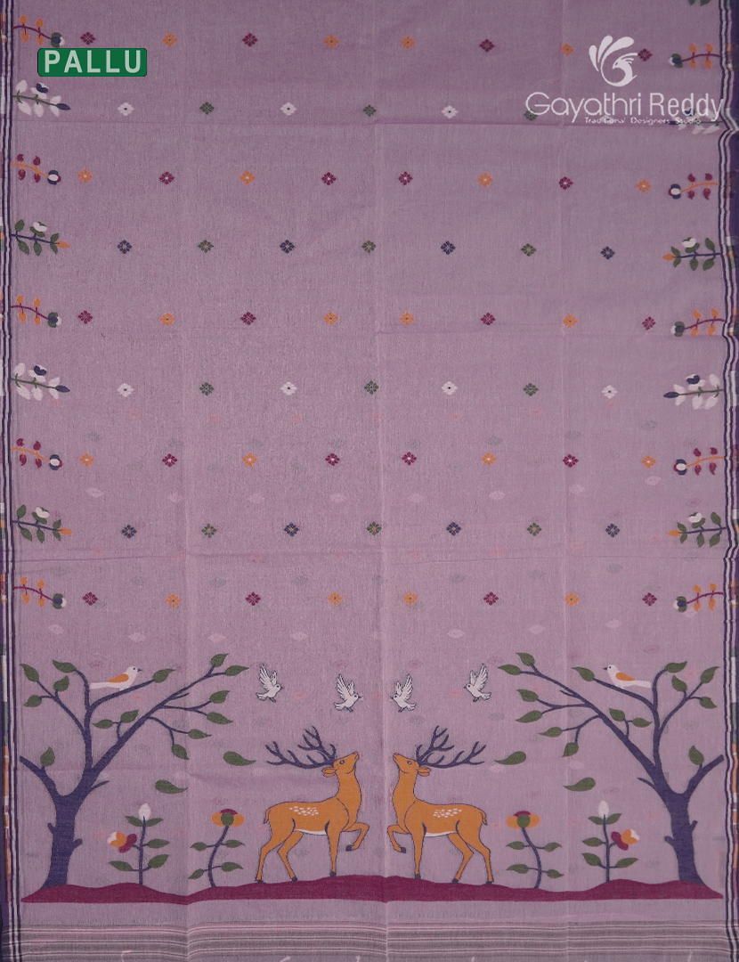 Jamdani Cotton Saree in Baby Pink