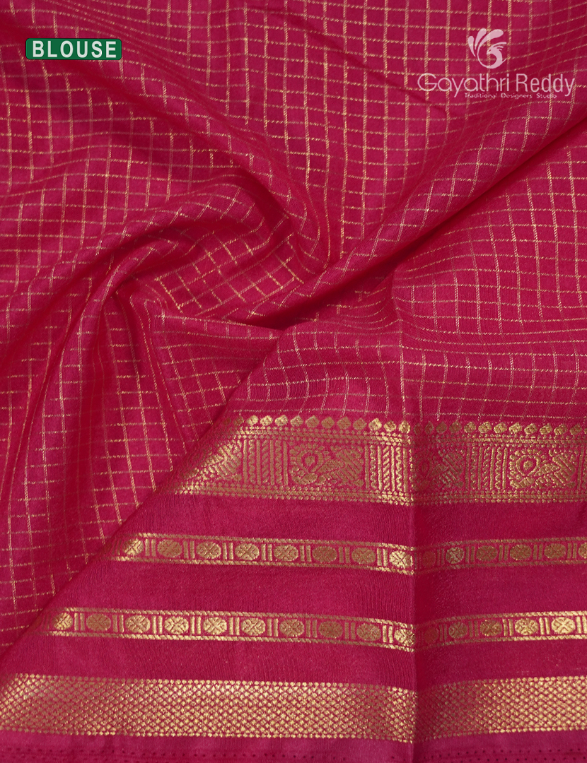 Semi Mysore Crepe Saree in Deep Violet and Rani Pink