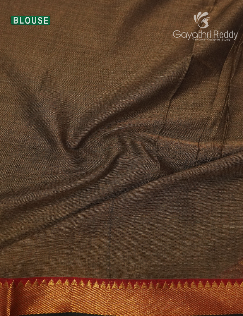 Pure Narayanpet Cotton Saree in Deep Dry Mehendi