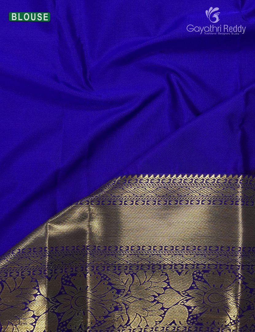 Semi Kanchipuram Silk Saree in Maroon and Royal Blue